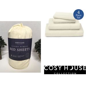 Cosy House Luxury Bamboo QUEEN Sheet Set CREAM Hypoallergenic Microbial N…